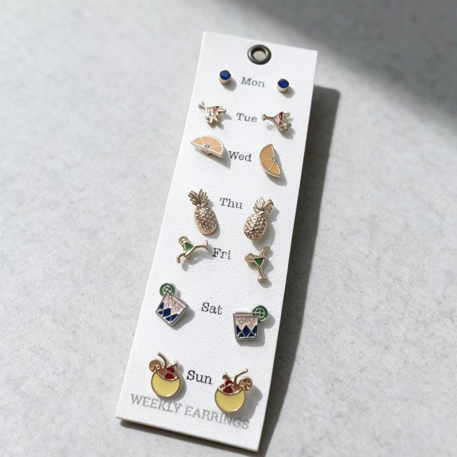 Day-of-the-Week Stud Earring Set for Stylish Lounge Looks
