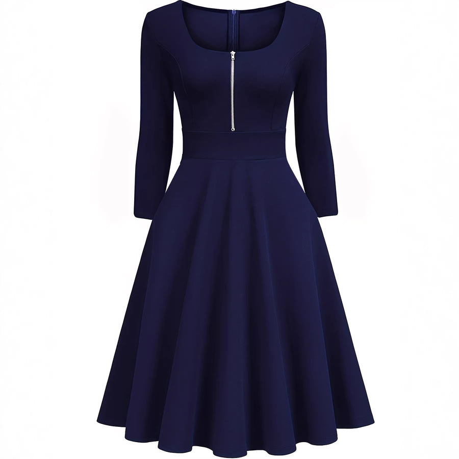 European and American-style Slimming Front-zip Dress