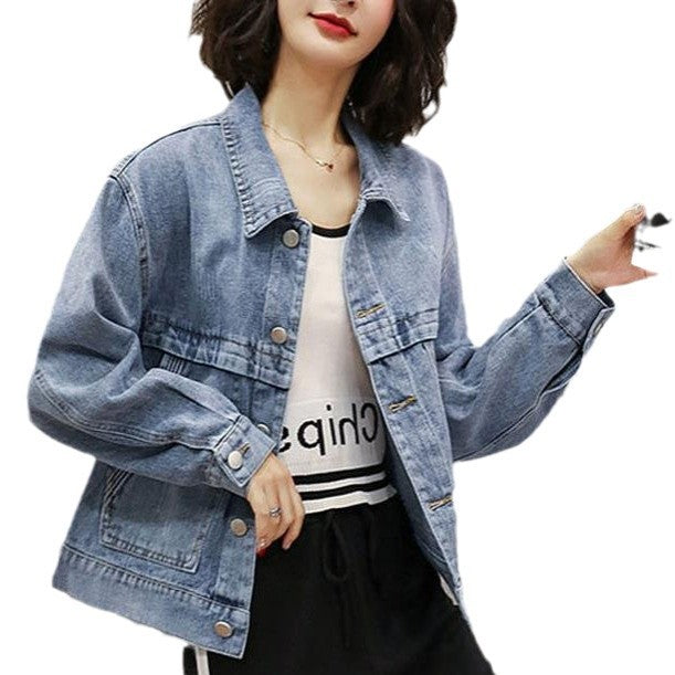Korean-style Loose-fitting Denim Jacket for Fashionable Look