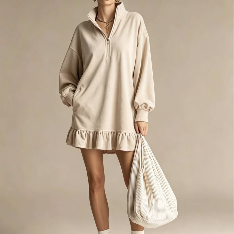 Half-zip Stand-up Collar Casual Women's Dress