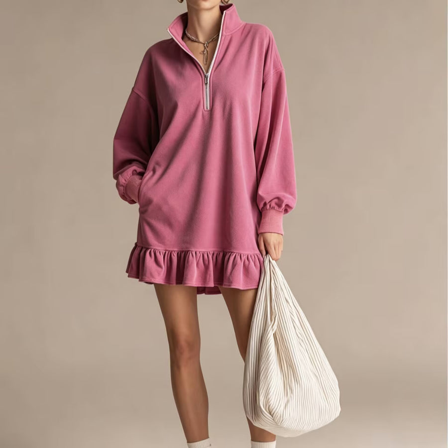 Half-zip Stand-up Collar Casual Women's Dress