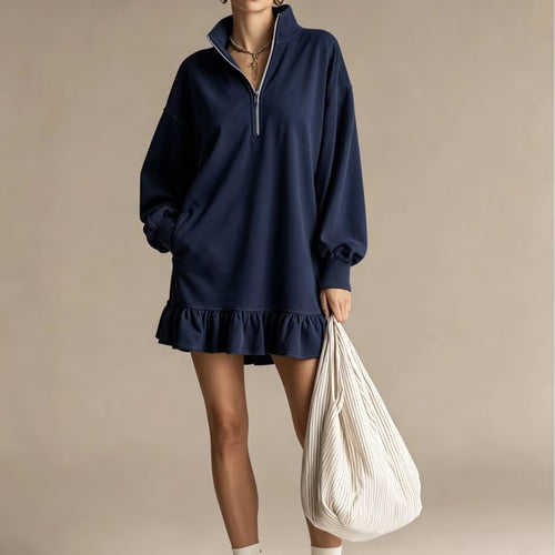 Half-zip Stand-up Collar Casual Women's Dress