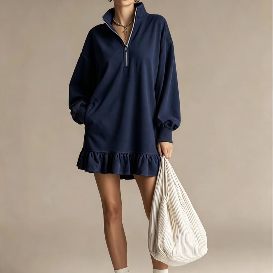 Half-zip Stand-up Collar Casual Women's Dress