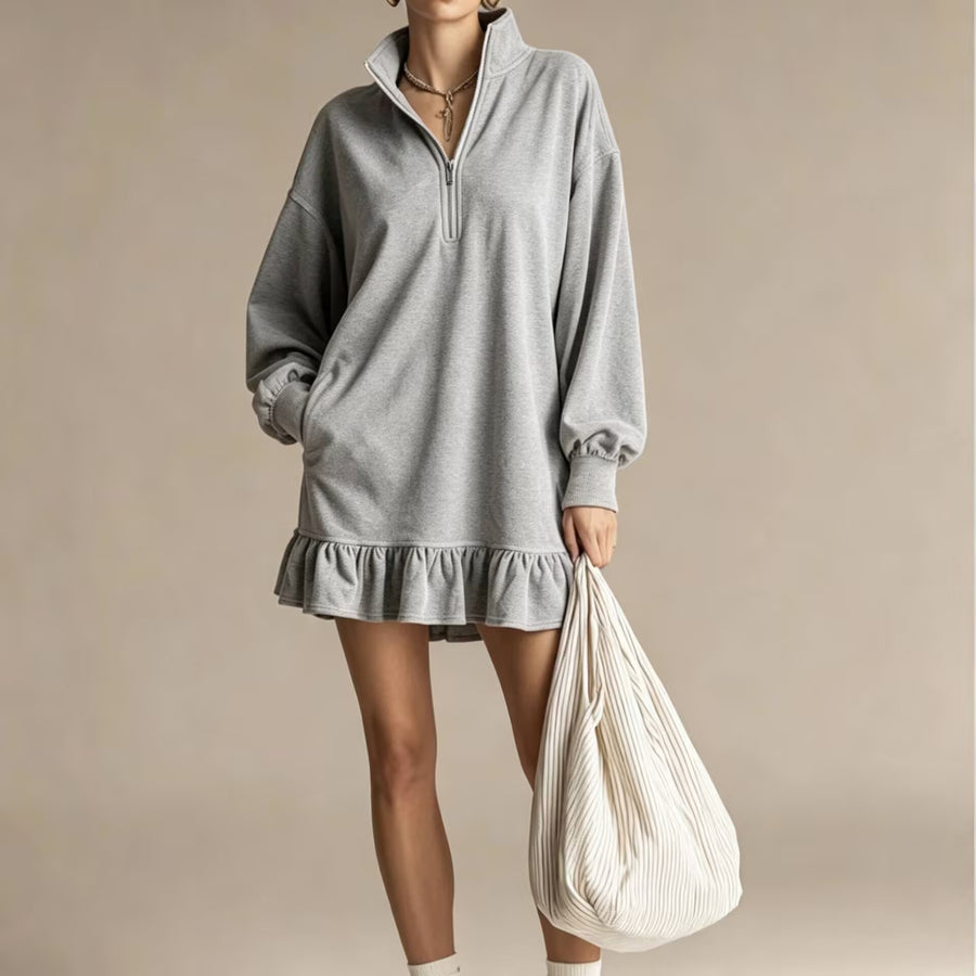 Half-zip Stand-up Collar Casual Women's Dress