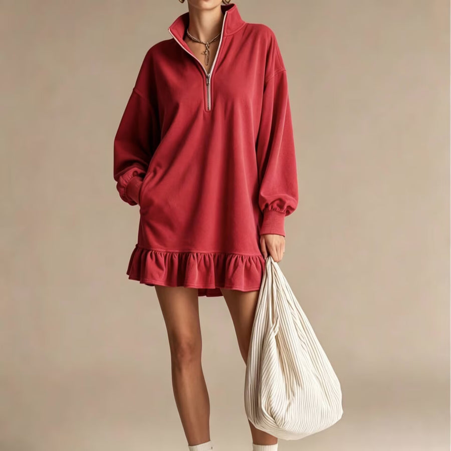 Half-zip Stand-up Collar Casual Women's Dress