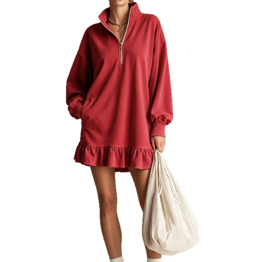 Half-zip Stand-up Collar Casual Women's Dress