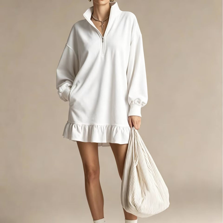 Half-zip Stand-up Collar Casual Women's Dress