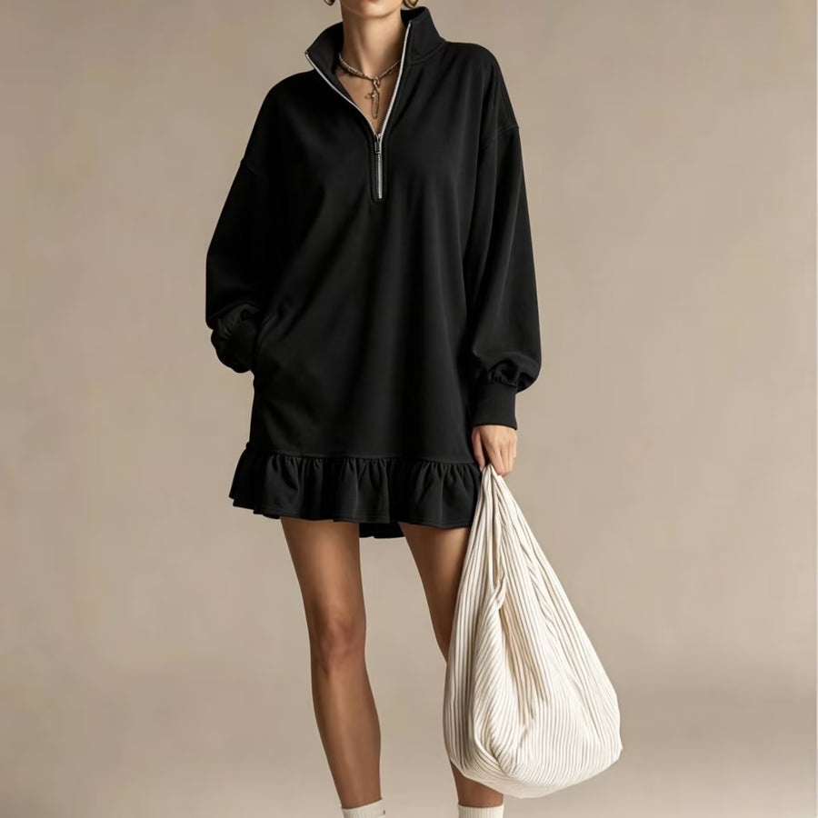 Half-zip Stand-up Collar Casual Women's Dress