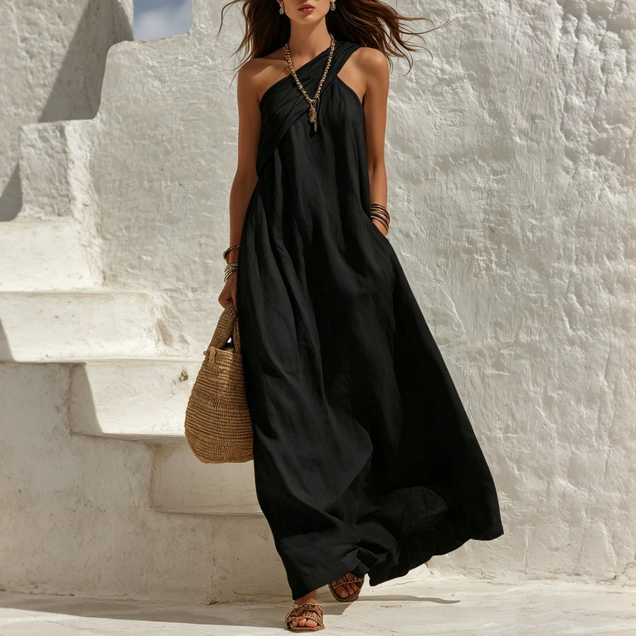 Elegant Solid-color Vacation Dress for Women - Stylish & Comfortable