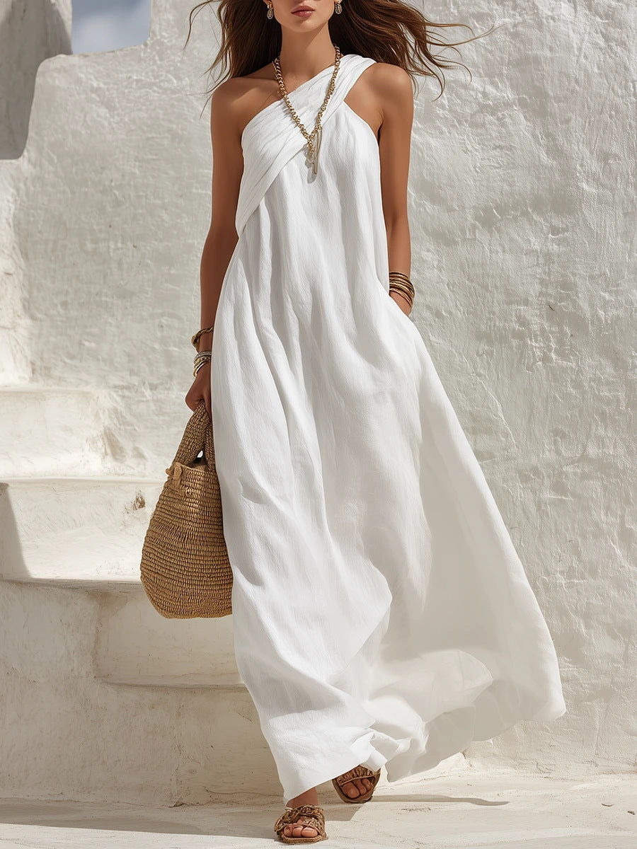Elegant Solid-color Vacation Dress for Women - Stylish & Comfortable