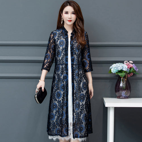 Womens Lightweight Outerwear Printed Shawl Jacket - Trendy Denim