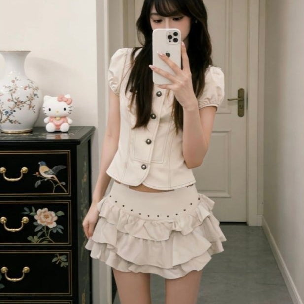 Soft and Stylish Ruffled-Collar Waist-Cinched Lounge Set