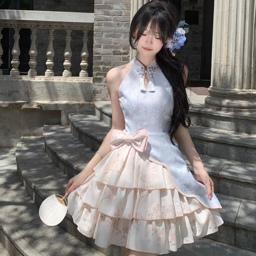 Retro Slim-fit Minimalist Soft Cheongsam Dress Set