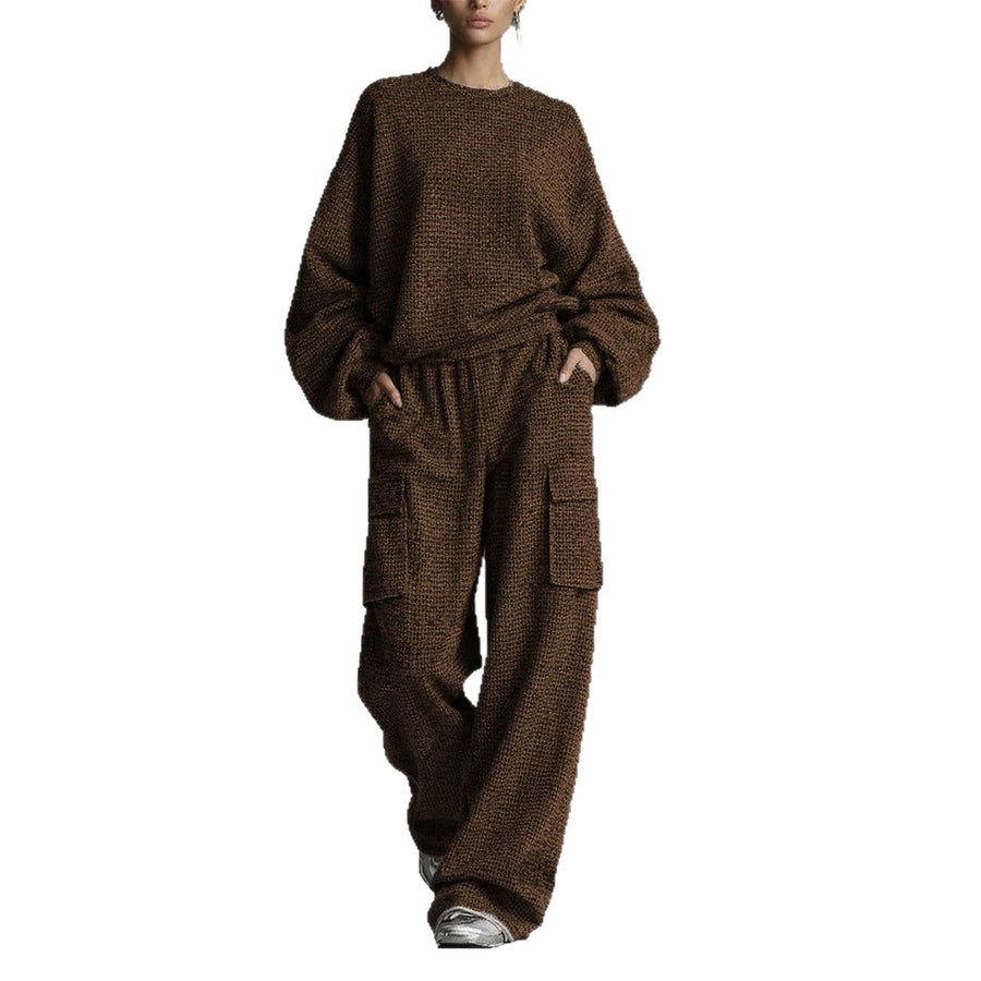 Loose-fitting Lantern-sleeve Top And Wide-leg Pants Set