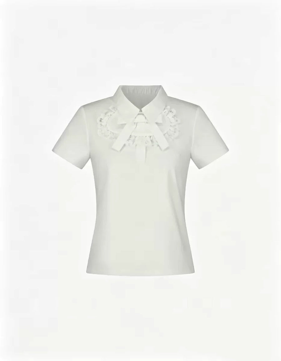 Sweet and Cute Lace-Collar Knit Top for Stylish Outfits