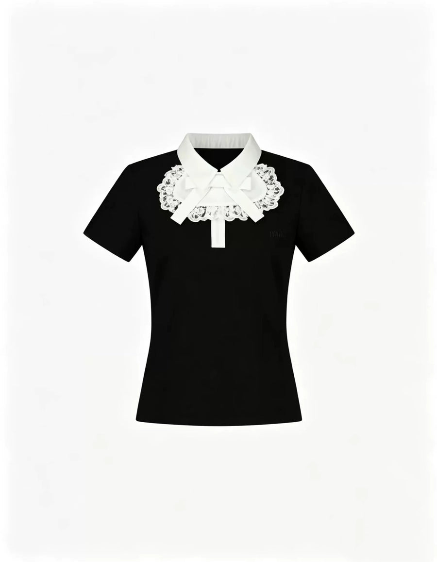 Sweet and Cute Lace-Collar Knit Top for Stylish Outfits