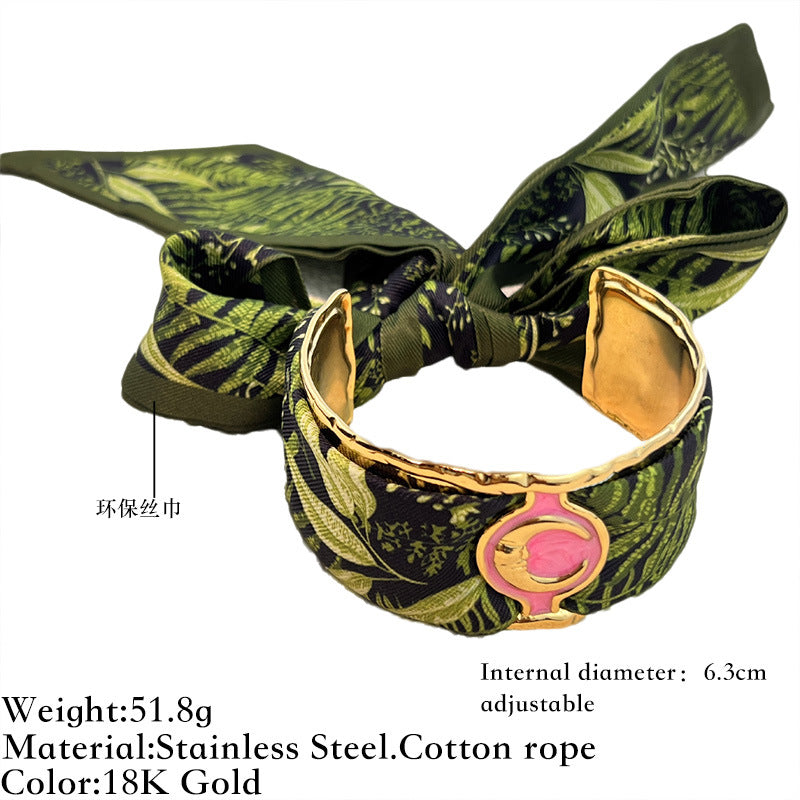 Stainless Steel Wide Openwork Bracelet for Stylish Elegance