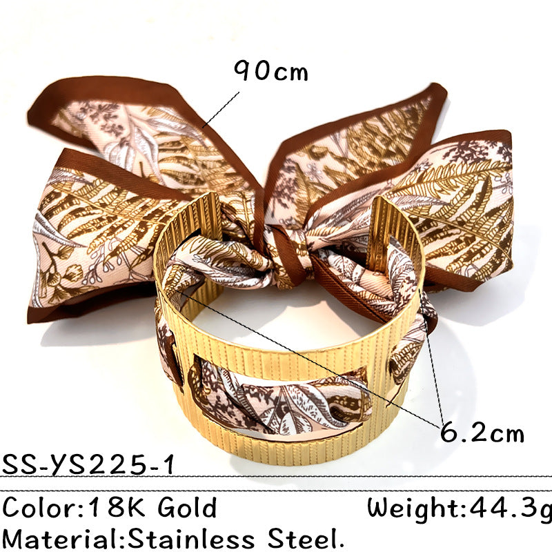 Stainless Steel Wide Openwork Bracelet for Stylish Elegance