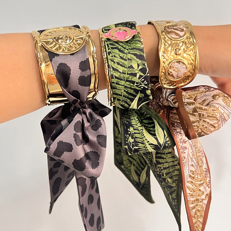 Stainless Steel Wide Openwork Bracelet for Stylish Elegance