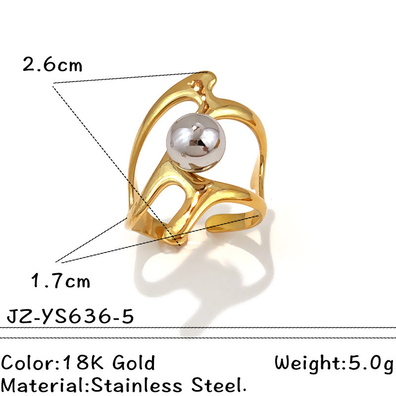 Vintage French-style Natural Stone Stainless Steel Ring