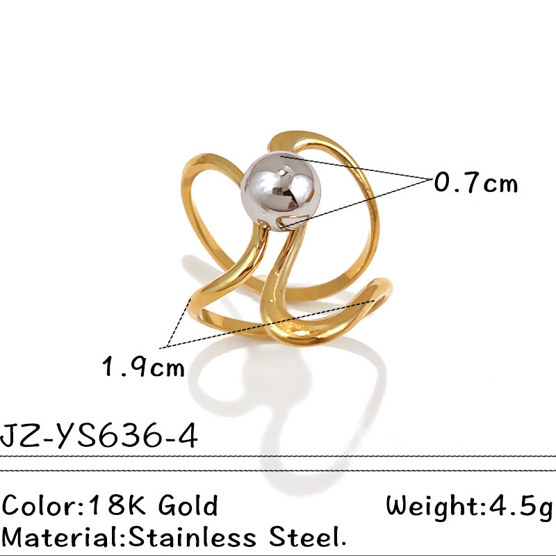 Vintage French-style Natural Stone Stainless Steel Ring
