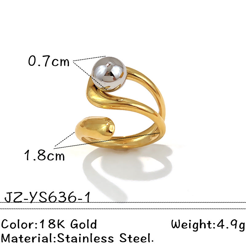 Vintage French-style Natural Stone Stainless Steel Ring