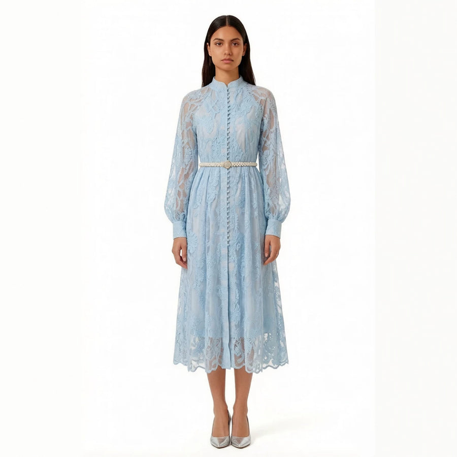 Soft-tempered Embroidered Long-sleeved Cardigan Dress