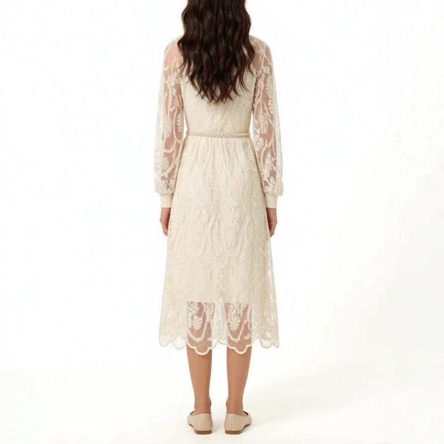Soft-tempered Embroidered Long-sleeved Cardigan Dress