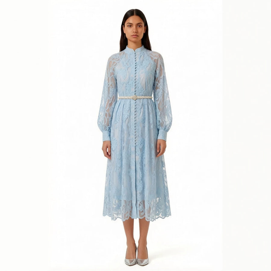 Soft-tempered Embroidered Long-sleeved Cardigan Dress