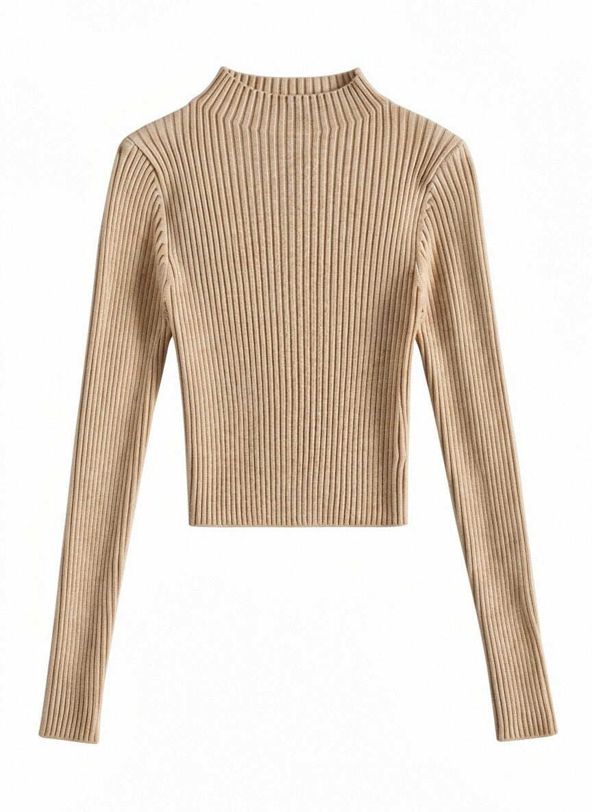 Stylish High-neck Long-sleeved Cardigan for Ladies' Top