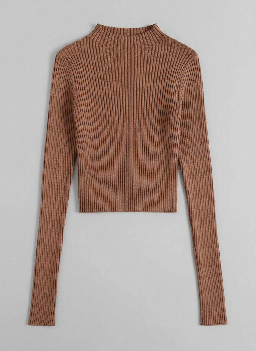 Stylish High-neck Long-sleeved Cardigan for Ladies' Top