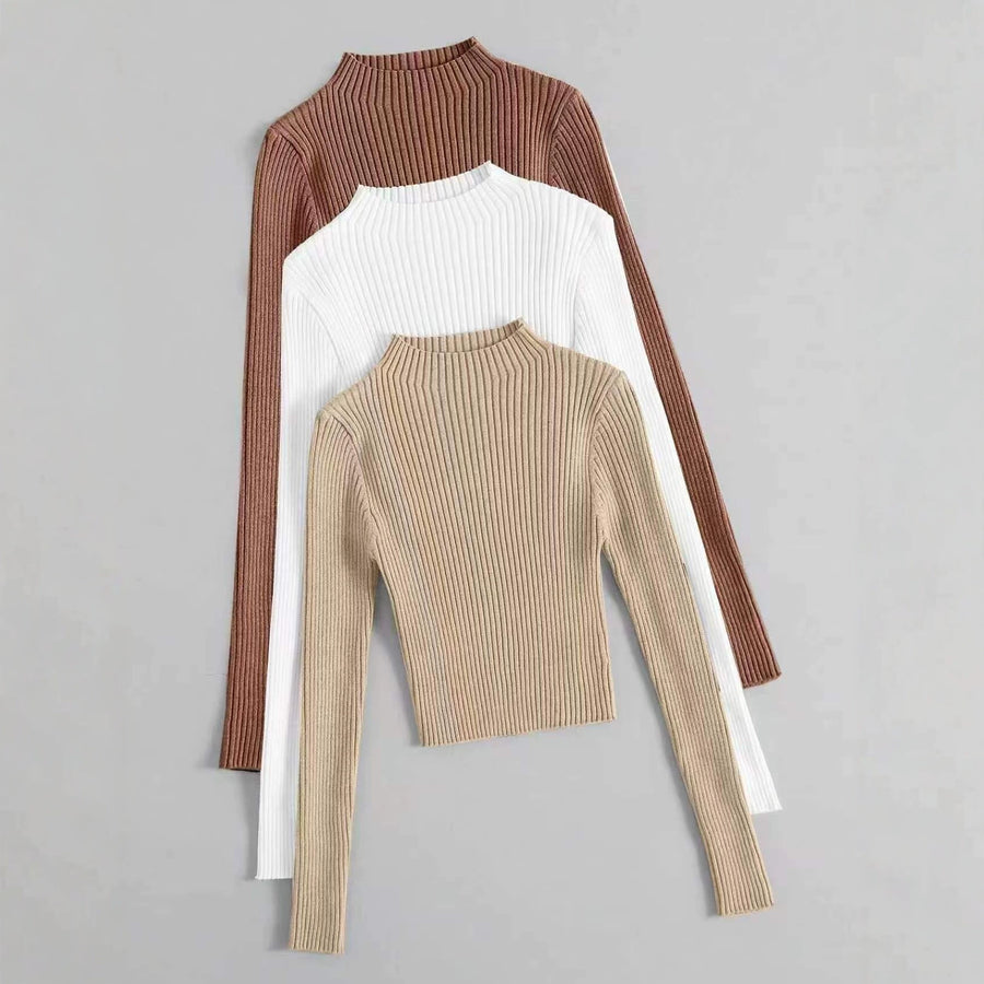 Stylish High-neck Long-sleeved Cardigan for Ladies' Top