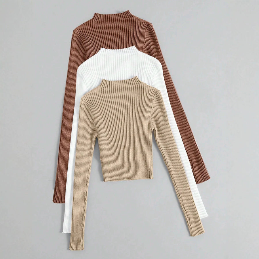 Stylish High-neck Long-sleeved Cardigan for Ladies' Top