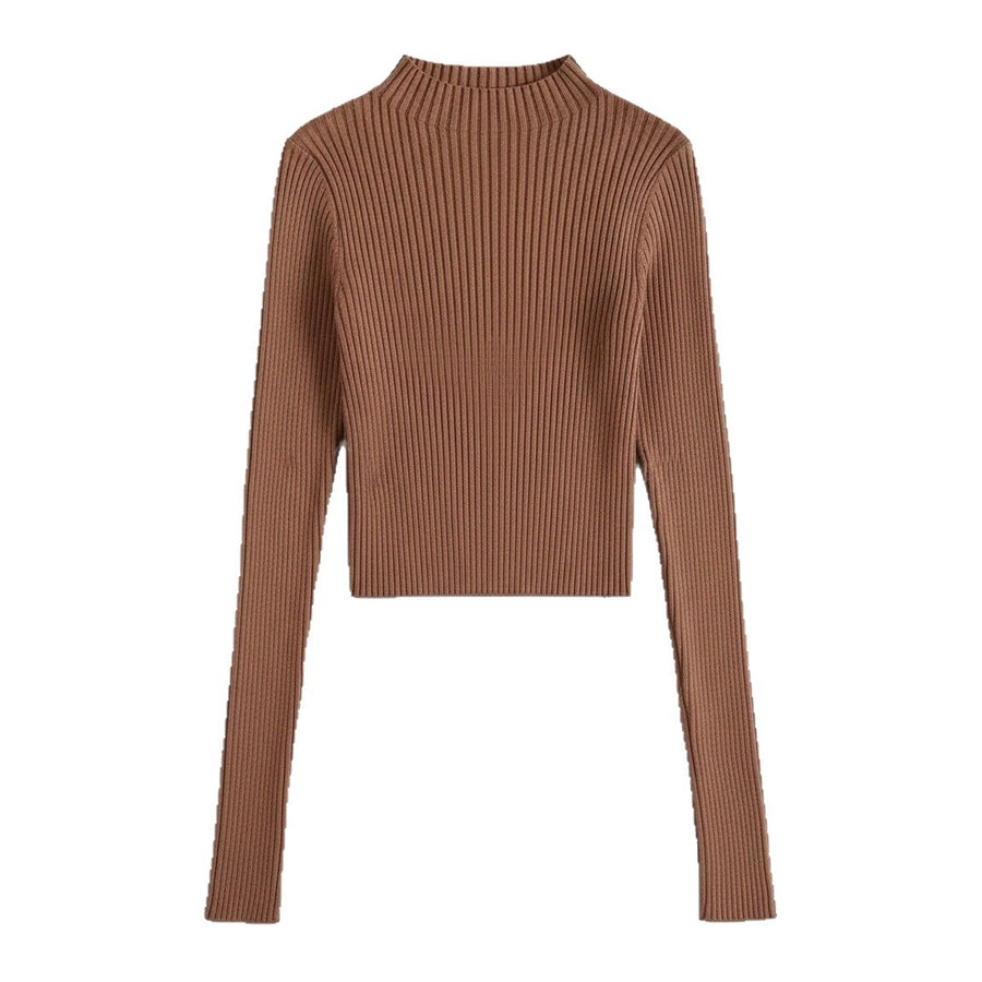 Stylish High-neck Long-sleeved Cardigan for Ladies' Top