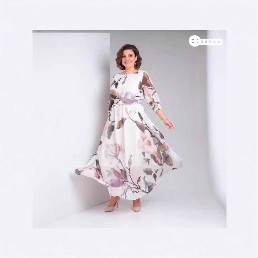 Summer Collar Style Retro Printed Dress for Women