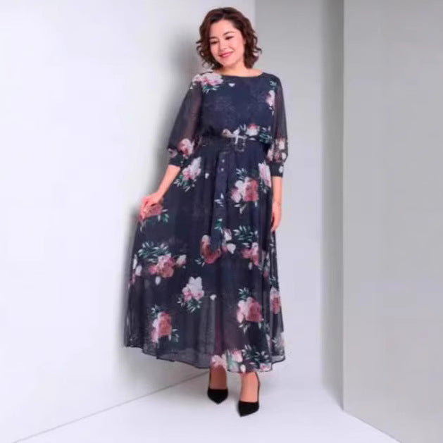 Summer Collar Style Retro Printed Dress for Women