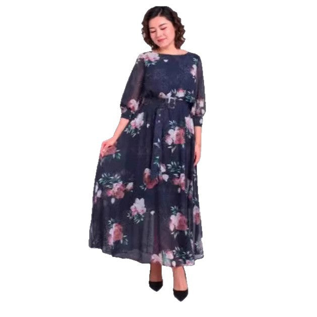 Summer Collar Style Retro Printed Dress for Women