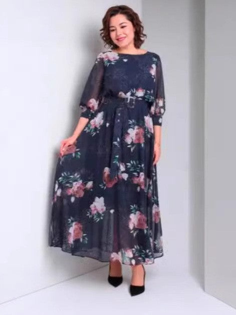 Summer Collar Style Retro Printed Dress for Women