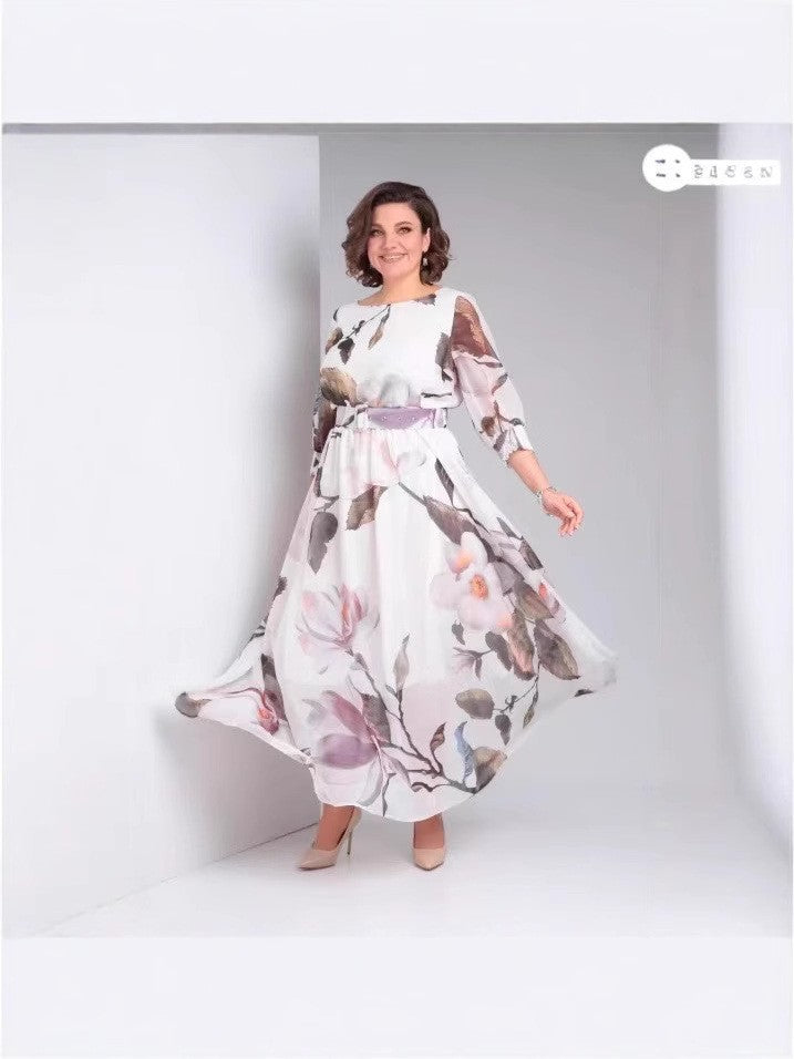 Summer Collar Style Retro Printed Dress for Women