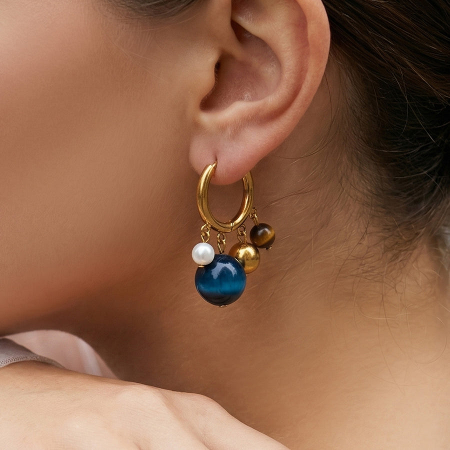 Natural Tiger Eye Stone Tassel Earrings for Everyday Elegance