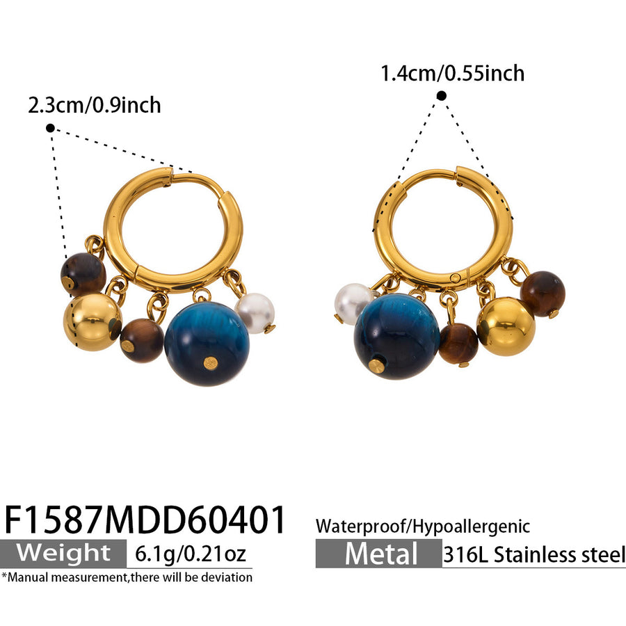 Natural Tiger Eye Stone Tassel Earrings for Everyday Elegance