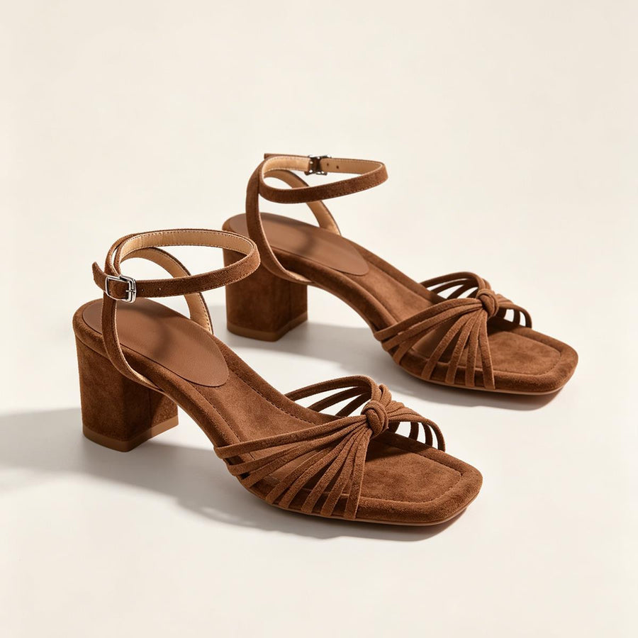 Matte-finish Chunky-heeled Strappy Roman Sandals