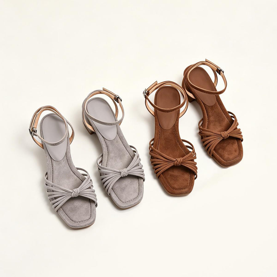 Matte-finish Chunky-heeled Strappy Roman Sandals