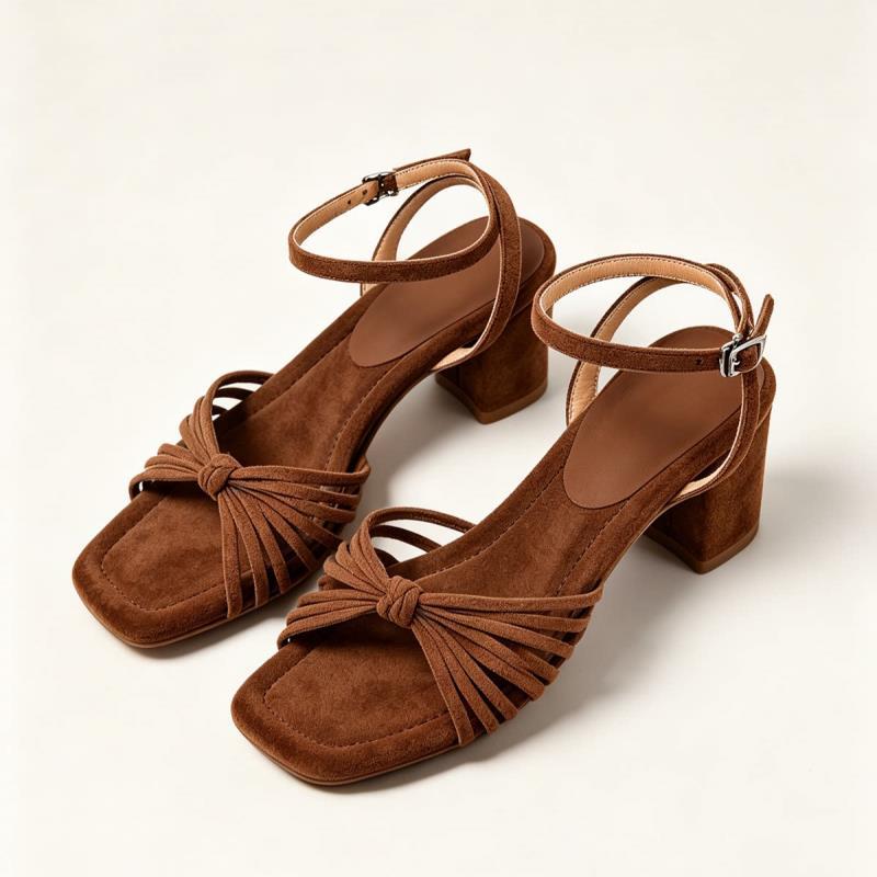 Matte-finish Chunky-heeled Strappy Roman Sandals