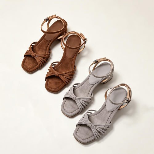 Matte-finish Chunky-heeled Strappy Roman Sandals