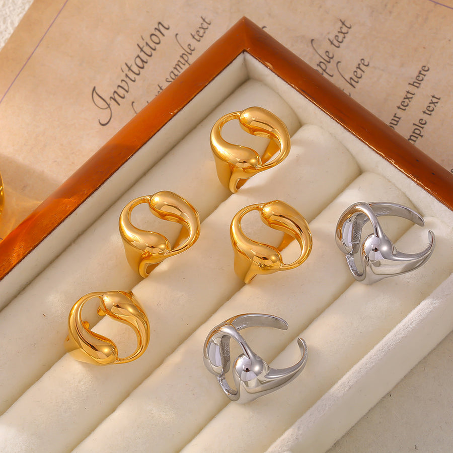 Womens Round Ring With Two Water Droplets - Elegant Accessory