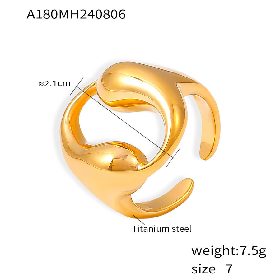 Womens Round Ring With Two Water Droplets - Elegant Accessory
