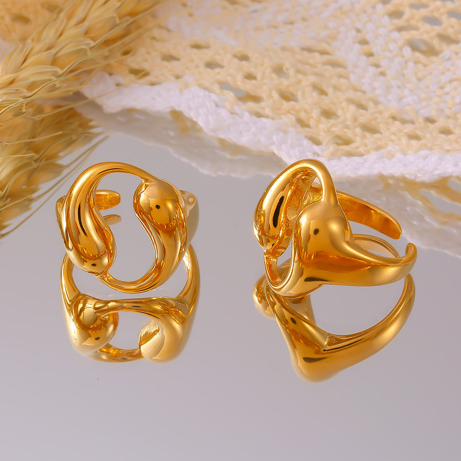 Womens Round Ring With Two Water Droplets - Elegant Accessory