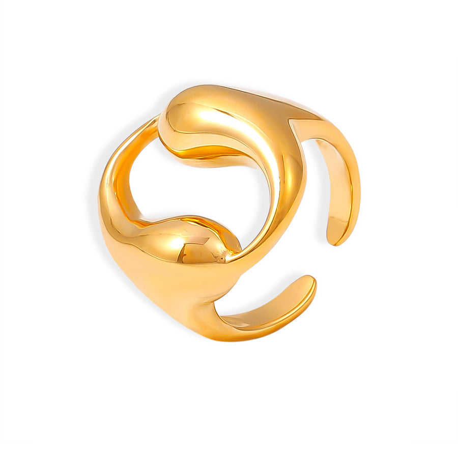Womens Round Ring With Two Water Droplets - Elegant Accessory