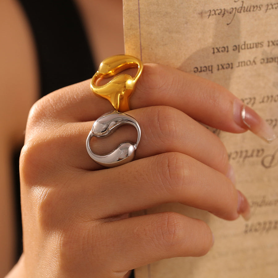 Womens Round Ring With Two Water Droplets - Elegant Accessory